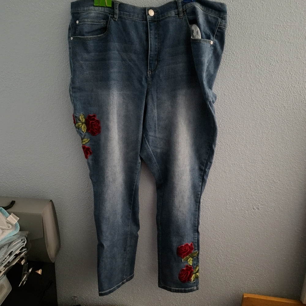 Venus rose embroidered jeans,size 20